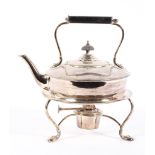 A Victorian silver-plated kettle on stand with warmer,