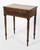 A Victorian style stained oak carved side table, of rectangular form,