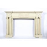 An Adam style fire surround, early/mid 19th century, now cream painted,