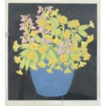 John Hall Thorpe, Still Life of spring flowers in a vase, woodblock print, signed in pencil,