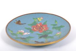 A Chinese cloisonne plate, 20th century,