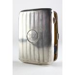 A George V silver cigarette case of rectangular form, hallmarked Birmingham 1918 by John Rose,