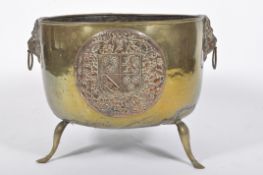 A copper and brass cauldron, possibly Isle of Man,