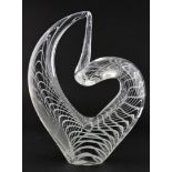 A 20th century glass sculpture by Nailsea glass studio, Bristol, etched mark,