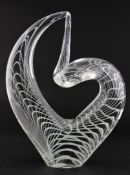 A 20th century glass sculpture by Nailsea glass studio, Bristol, etched mark,
