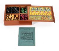 A vintage Halma game, early 20th century, boxed, with instructions,