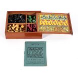A vintage Halma game, early 20th century, boxed, with instructions,