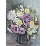 Mollie Fletcher, Summer - Still life of flowers in a vase, signed, oil on board,
