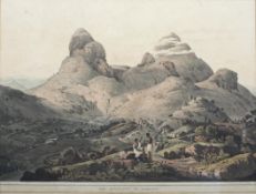 Henry Salt (British) 1780-1827, 'The Mountains of Samayut', aquatint with hand colouring,