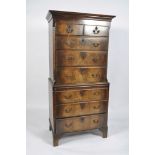 A George II style walnut chest on chest,