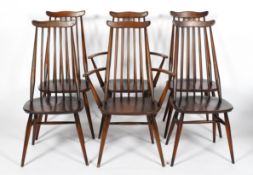 A set of six 20th century vintage Ercol 'Goldsmith' dining chairs, including two carvers,