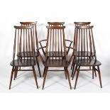 A set of six 20th century vintage Ercol 'Goldsmith' dining chairs, including two carvers,