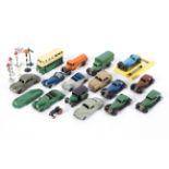 A collection of playworn vintage Dinky Toys, including: a Lincoln Zephyr, an MG Record Car,