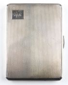 An Art Deco silver cigarette case of rectangular form,