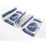 A pair of English porcelain blue and white asparagus servers, late 18th century, probably Caughley,