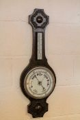 An oak cased banjo shaped barometer, early 20th century,