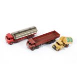 Three vintage play worn Dinky Supertoys, comprising: a Foden tanker,