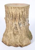 A Victorian buff stoneware garden seat, cast in the form of a tree trunk, late 19th century,