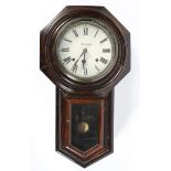 Seth Thomas (American) wall clock, within stained oak moulded octagonal case,