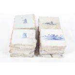 A collection of Dutch Delft blue and white square tiles, 18th/19th century,