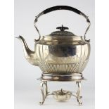 An Edwardian silver spirit kettle, burner and stand by Elkington & Co Ltd, hallmarked London 1901,