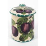 A Wemyss pottery 'Purple Plum' pattern preserve pot and cover, early 20th century,