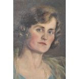 Manner of Sir William Orpen, Gertrude, Countess of Dudley, head and shoulders portrait,