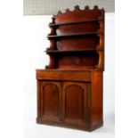 A Victorian mahogany sideboard with waterfall shelves, late 19th century,