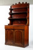 A Victorian mahogany sideboard with waterfall shelves, late 19th century,