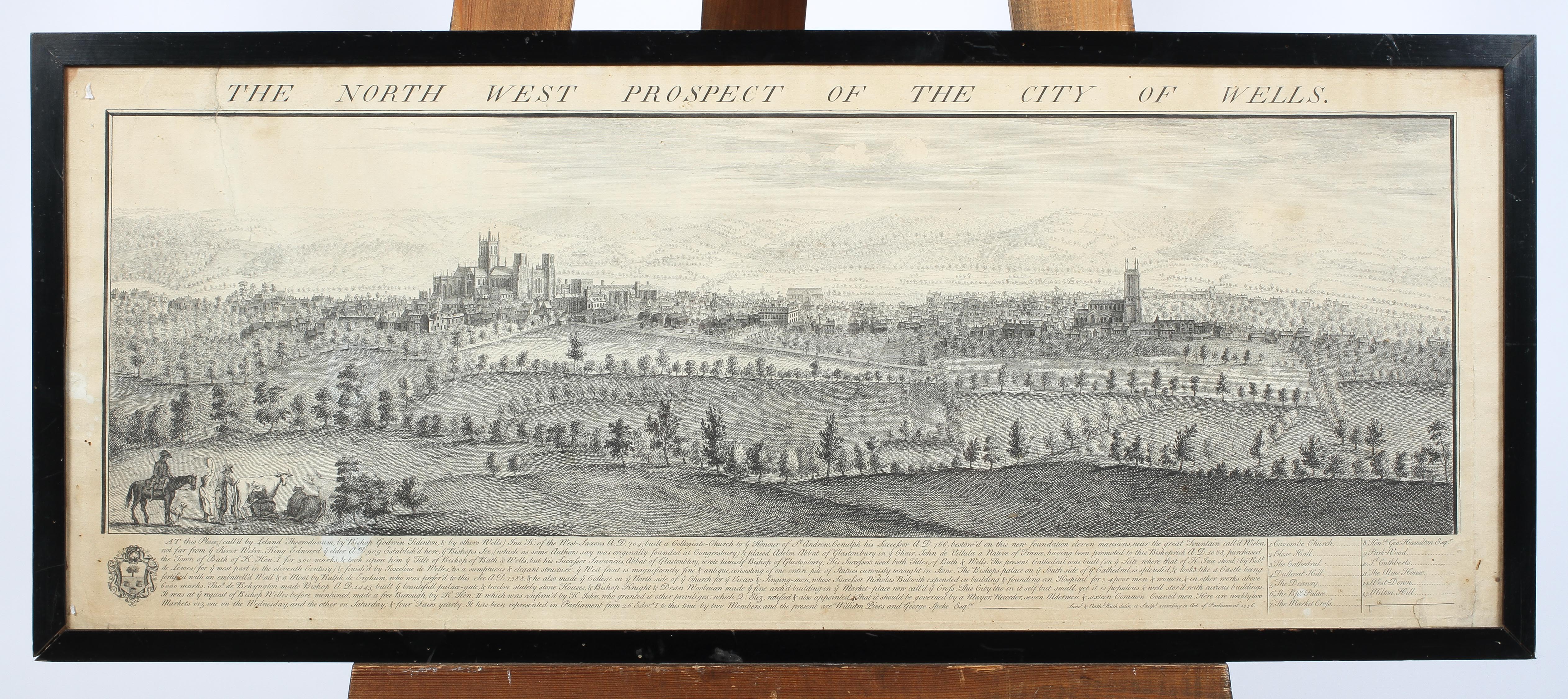 After Samuel and Nathaniel Buck, North West Prospect of City of Wells, engraving, - Image 2 of 10