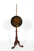 A Victorian mahogany adjustable pole fire-screen, late 19th century,