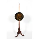 A Victorian mahogany adjustable pole fire-screen, late 19th century,