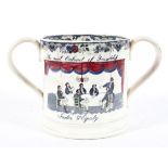 A Staffordshire pottery two-handled Masonic mug,