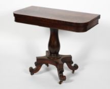 A Victorian rosewood fold out card table,