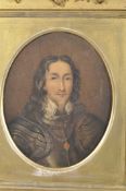 19th century school, Portrait of Charles I, oval, pencil and pastels, in a gilt frame,