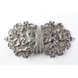 A late Victorian silver two piece buckle,