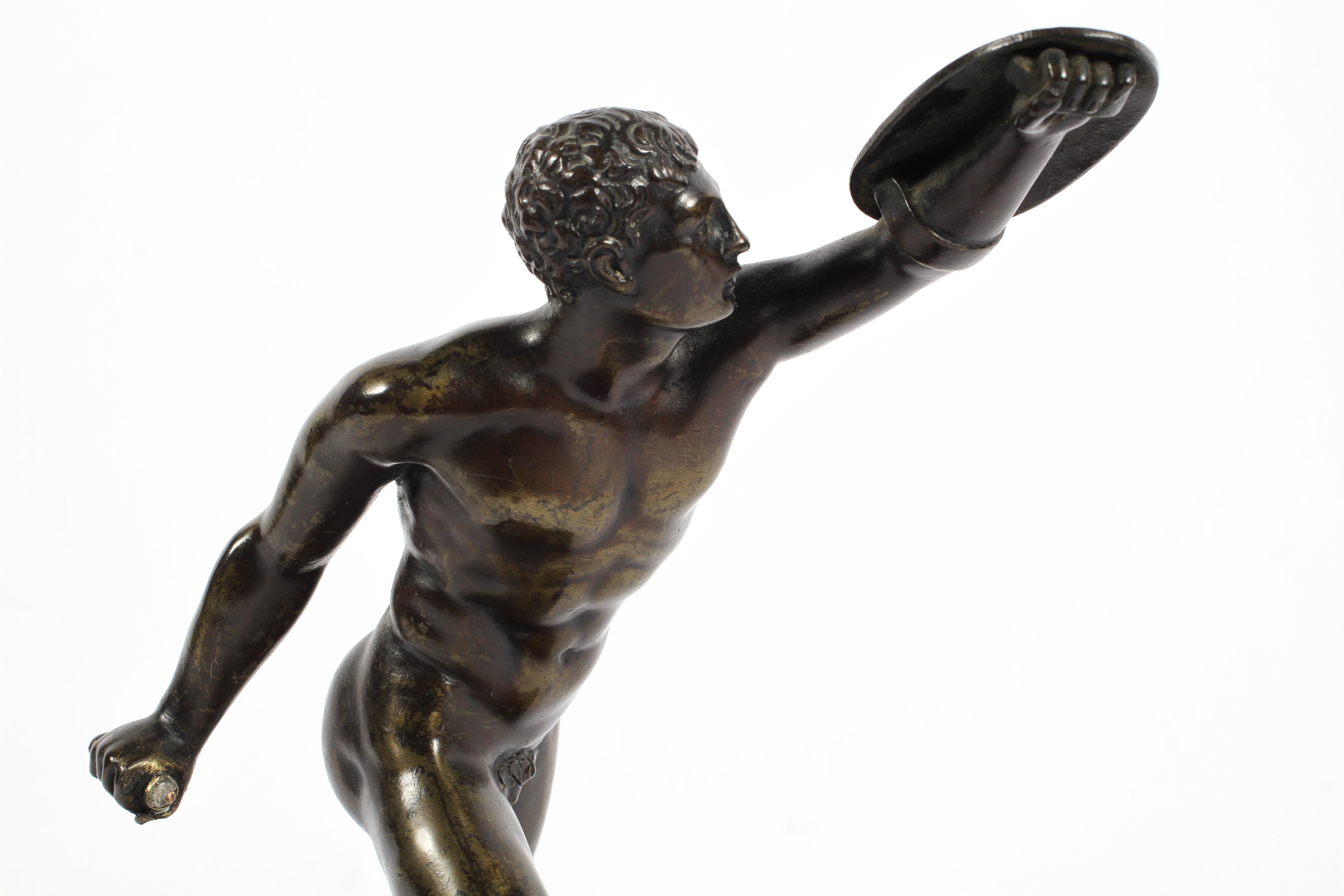 A Continental patinated bronze sculpture of the Borghese Gladiator, after the Antique, - Image 2 of 2