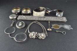 A collection of assorted silver items, to include a pair of Victorian open salts,