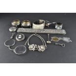 A collection of assorted silver items, to include a pair of Victorian open salts,