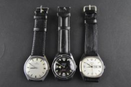 A collection of three wristwatches of variable designs to include Timex, Certina and Symphony.