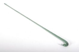 A Victorian glass walking stick,of wrythen form and pale green tint,