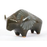 A Lotus factory pottery model of a stylised bull, 1960's,