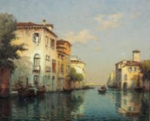 Antoine Bouvard Snr (France) 1870-9156, oil on canvas, A Venetian Canal Scene, signed lower left,