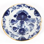 A Dutch Delft blue and white plate, 18th century,
