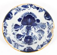 A Dutch Delft blue and white plate, 18th century,