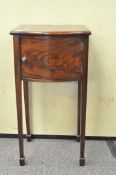 A mahogany pot cupboard, 75cm x 39cm x 33cm, together with a white painted side table,