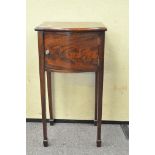 A mahogany pot cupboard, 75cm x 39cm x 33cm, together with a white painted side table,