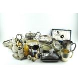 A collection of EPNS and metalware, including a cased set of shell-shaped spoons,