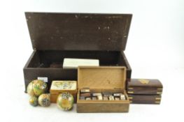 A Teachers Highland cream whisky box containing various games,