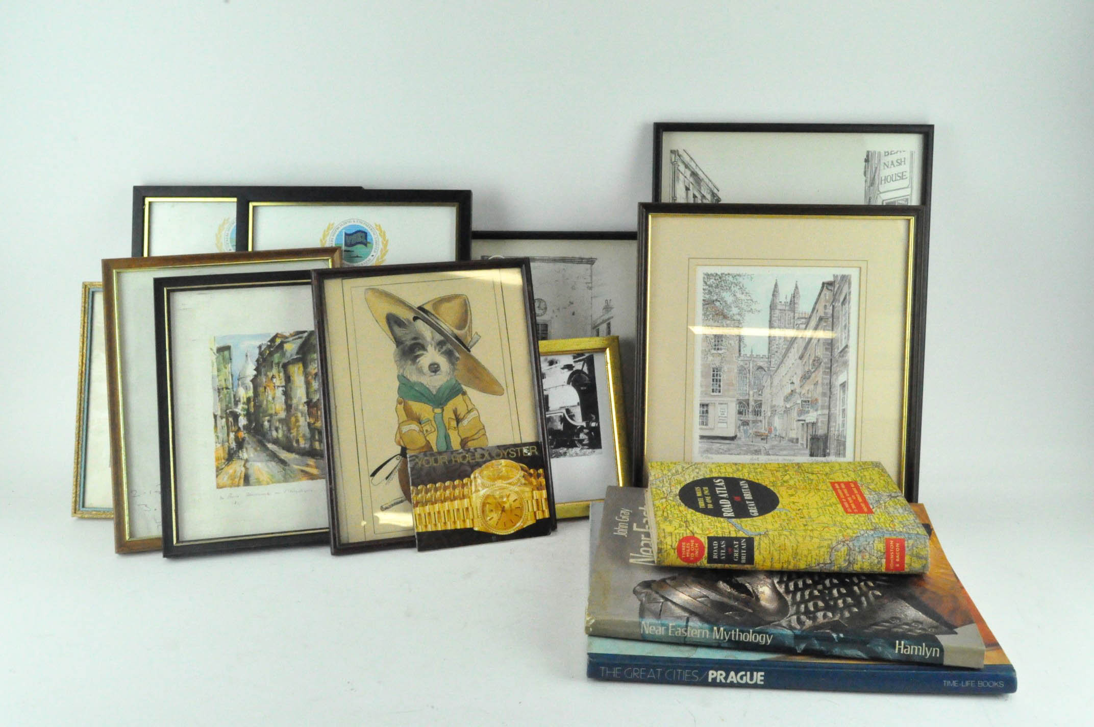 A parcel of vintage pictures and prints,